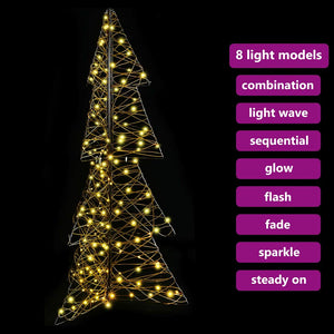 Albero di Natale con 160 LED-Luci decorative natalizie Bianco caldo 150 cm Rattan 260163