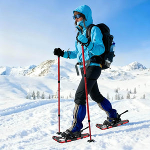 Racchette da neve 3 in 1 con bastoni da trekking Rosso 42021423