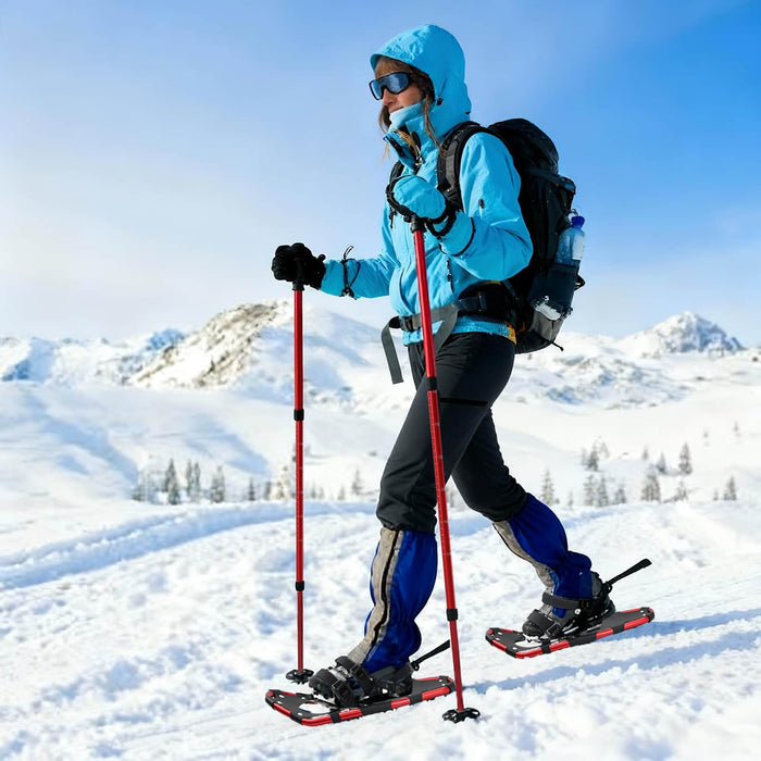Racchette da neve 3 in 1 con bastoni da trekking Rosso 42021423