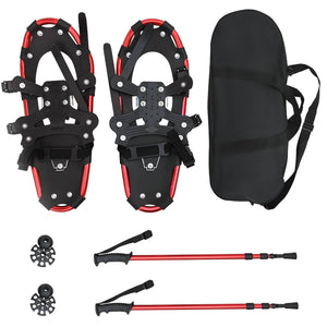 Racchette da neve 3 in 1 con bastoni da trekking Rosso 42021423
