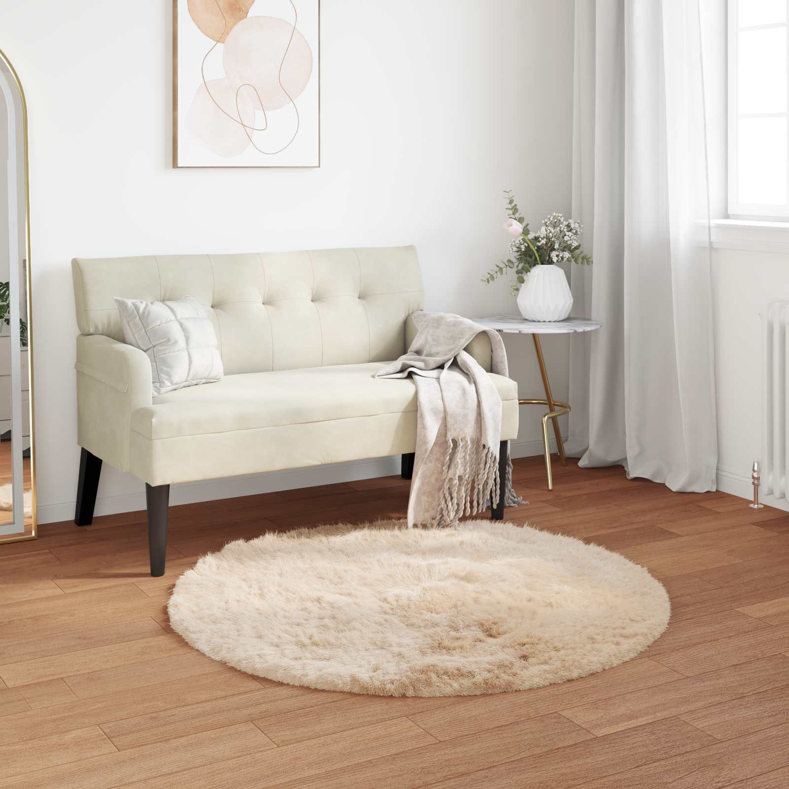 Tappeto Pecora Tafalla Beige Ø 80 cm Poliestere 42021491