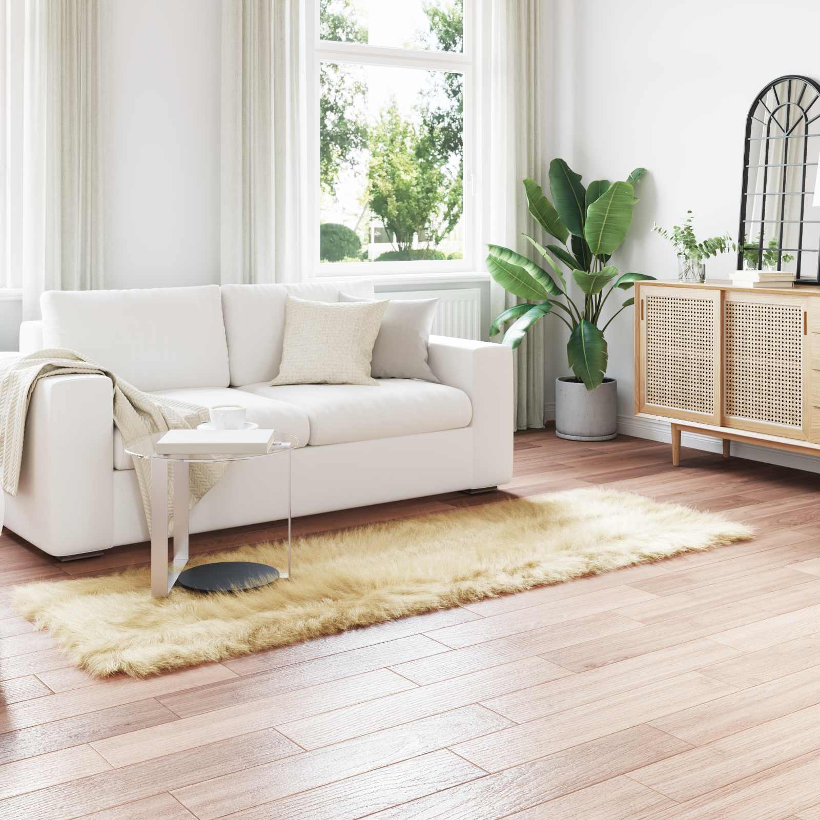 Tappeto Pecora Tafalla Crema 80 x 250 cm Poliestere 42021502