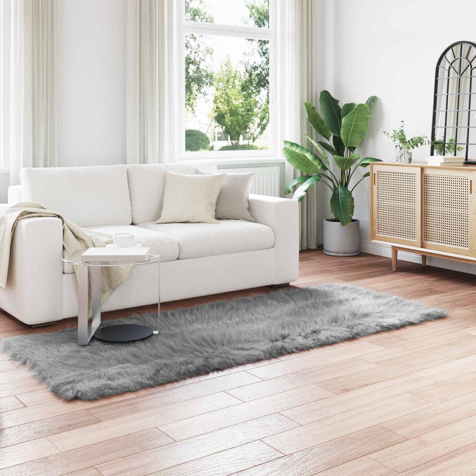 Tappeto Pecora Tafalla Grigio 80 x 250 cm Poliestere 42021524