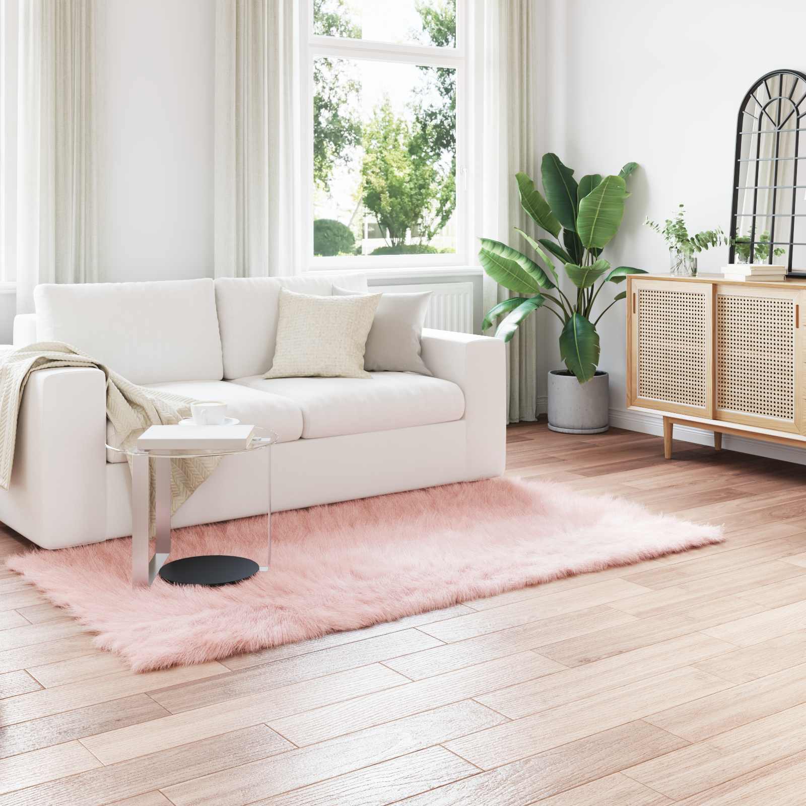 Tappeto Pecora Tafalla Rosa 100 x 200 cm Poliestere 42021547