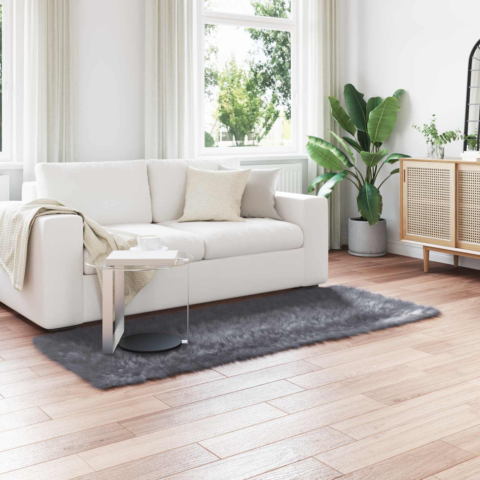 Tappeto Pecora Tafalla Antracite 100 x 200 cm Poliestere 42021591