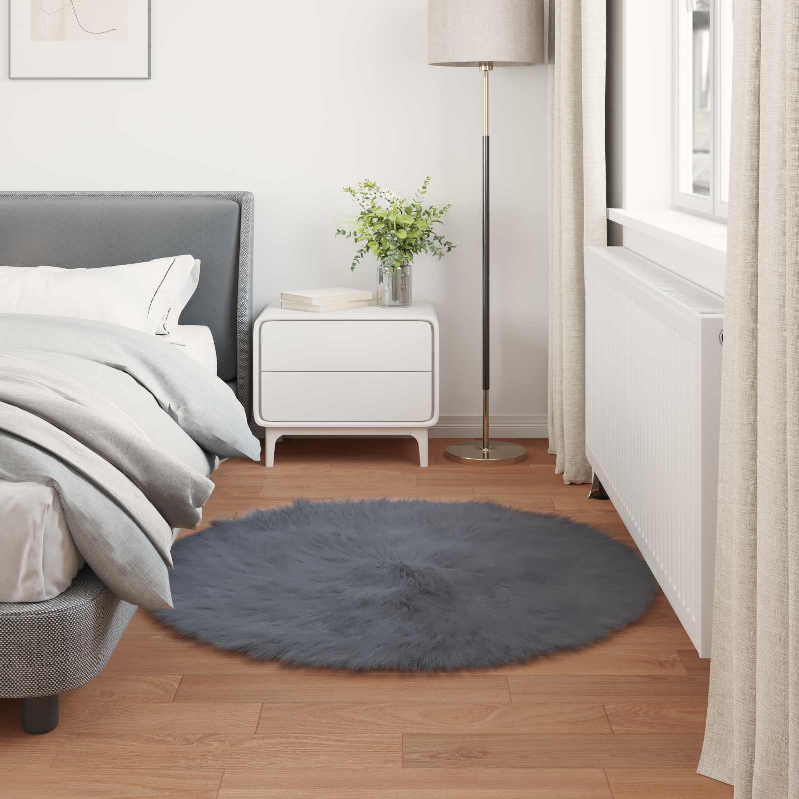 Tappeto Pecora Tafalla Antracite Ø 120 cm Poliestere 42021603