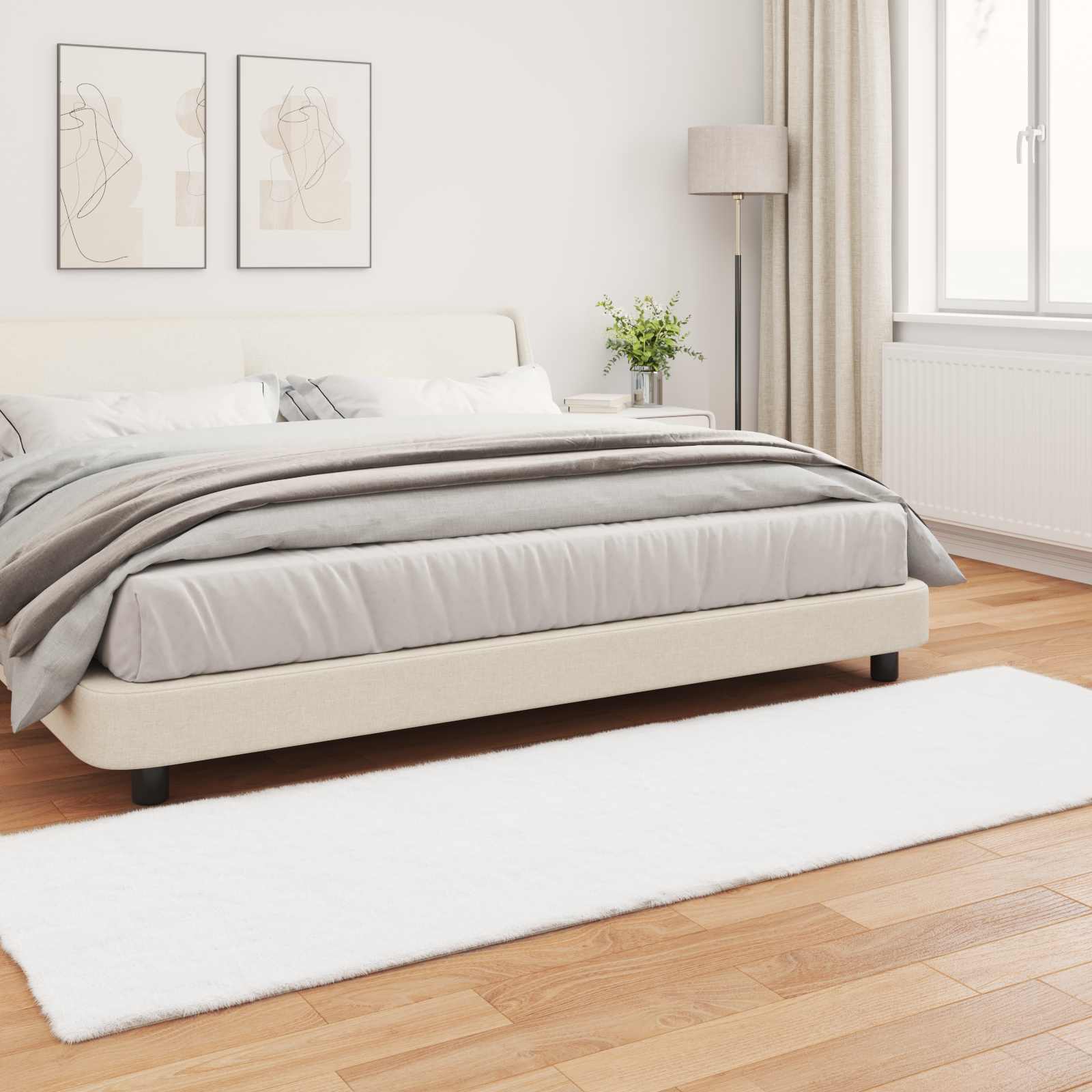 Tappeto in Pelliccia Sintetica di Coniglio Olite Bianco 42021612