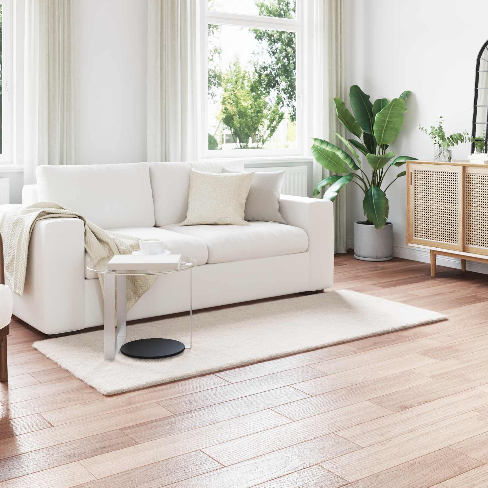 Tappeto in Pelliccia Sintetica di Coniglio Olite Crema 42021655