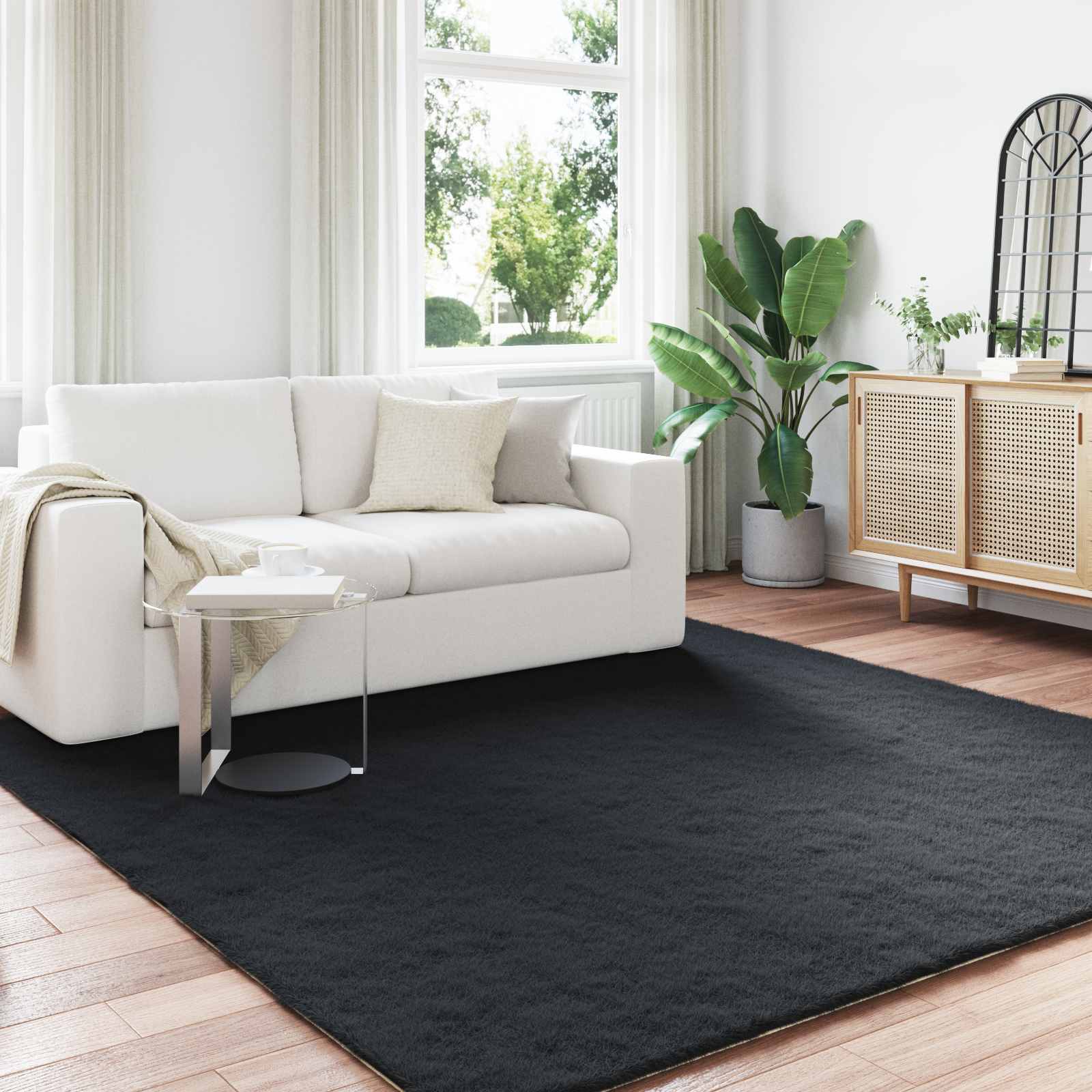 Tappeto in Pelliccia Sintetica di Coniglio Olite Nero 42021731