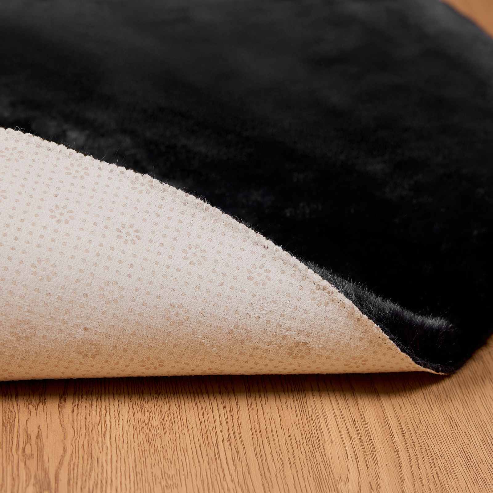 Tappeto in Pelliccia Sintetica di Coniglio Olite Nero Ø 120 cm 42021735