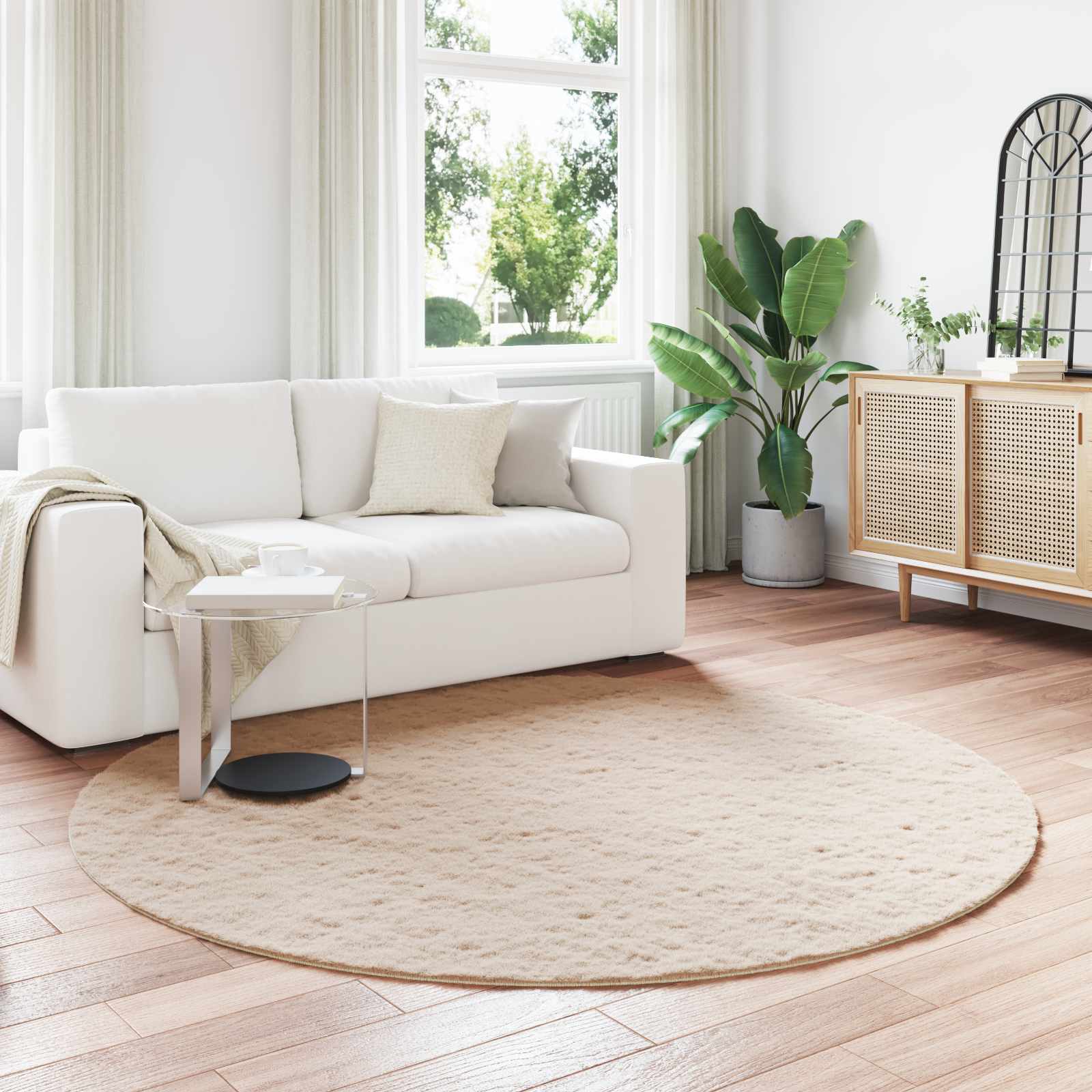 Tappeto in Pelliccia Sintetica di Coniglio Olite Talpa Ø 160 cm 42021758