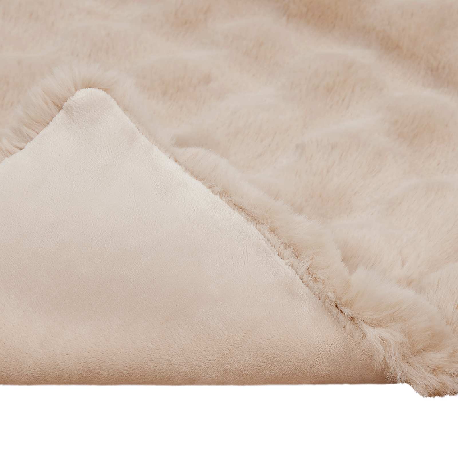 Coperta in Pelliccia di Coniglio Finta Beige 130 x 150 cm 42021785
