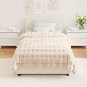 Coperta in Pelliccia di Coniglio Finta Beige 130 x 150 cm 42021785