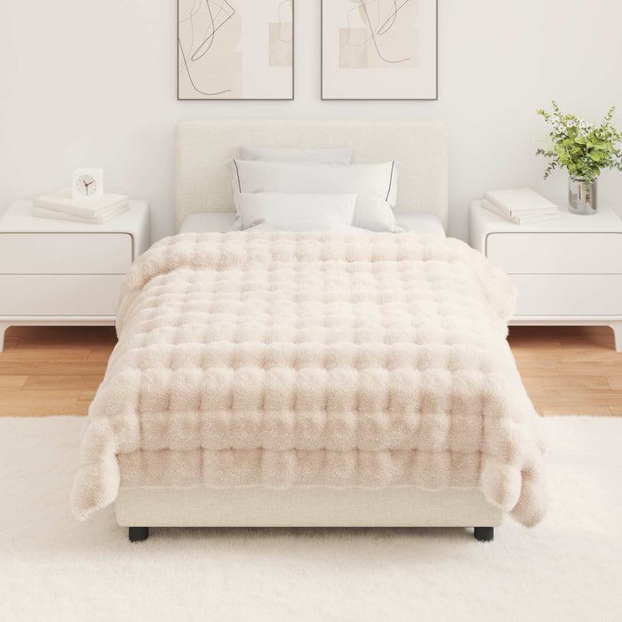 Coperta in Pelliccia di Coniglio Finta Beige 130 x 150 cm 42021785
