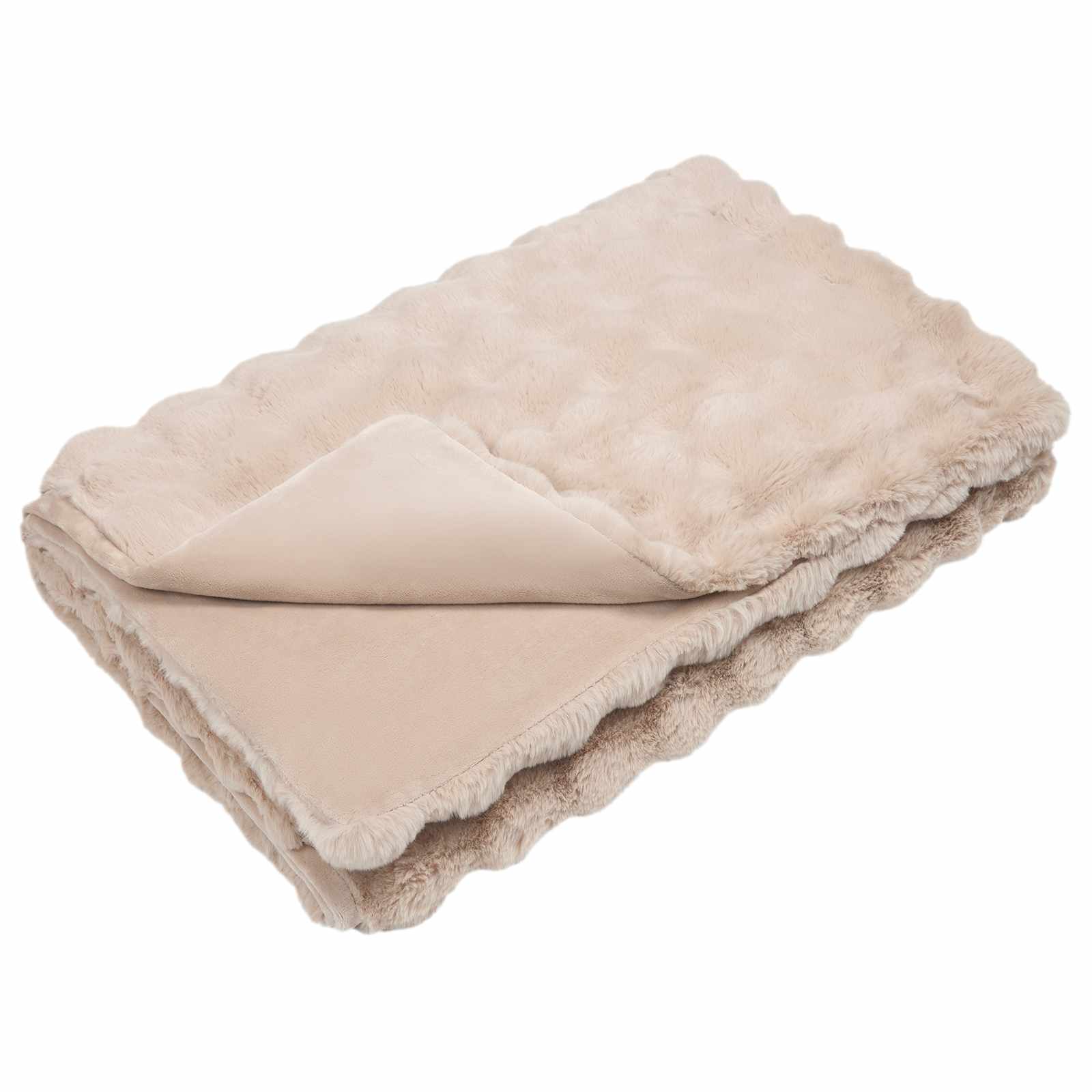 Coperta in Pelliccia di Coniglio Finta Beige 150 x 220 cm 42021786