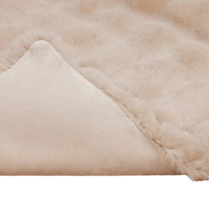 Coperta in Pelliccia di Coniglio Finta 4 pcs Beige 150 x 220 cm 42021790