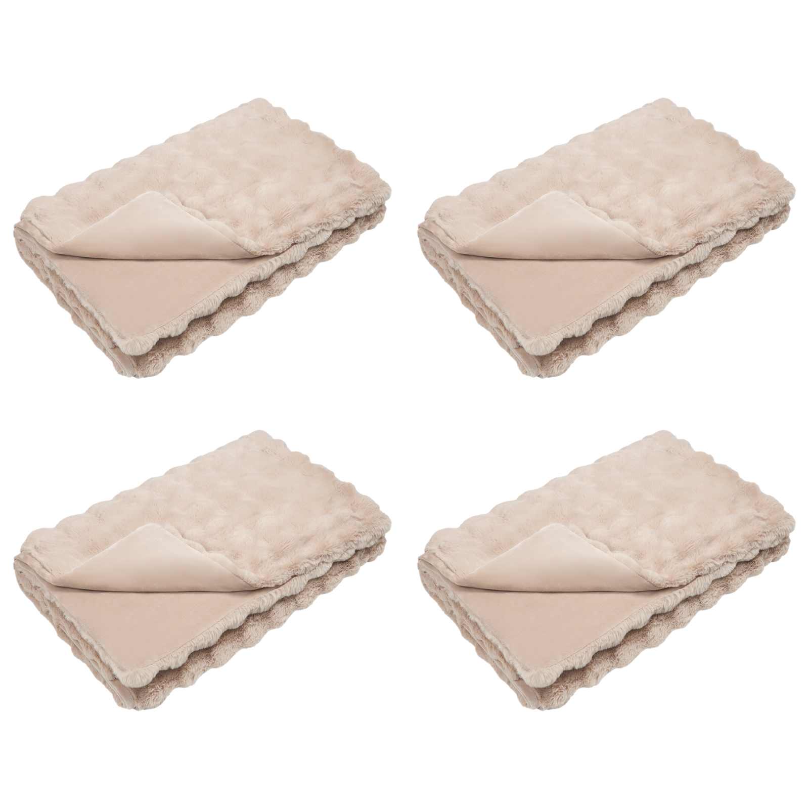 Coperta in Pelliccia di Coniglio Finta 4 pcs Beige 150 x 220 cm 42021790