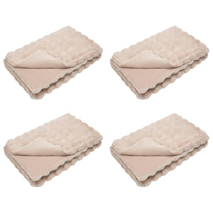 Coperta in Pelliccia di Coniglio Finta 4 pcs Beige 150 x 220 cm 42021790