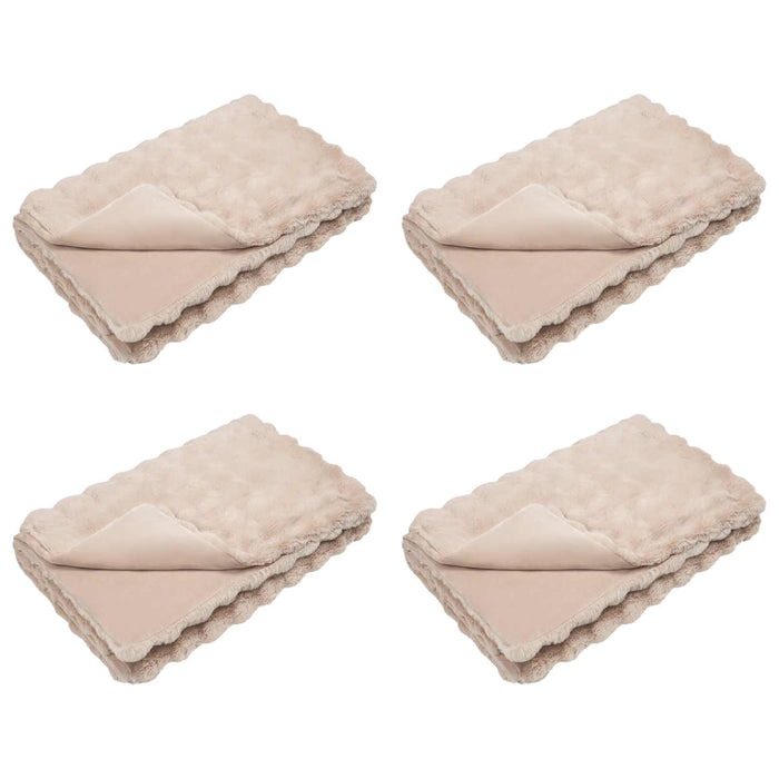 Coperta in Pelliccia di Coniglio Finta 4 pcs Beige 150 x 220 cm 42021790