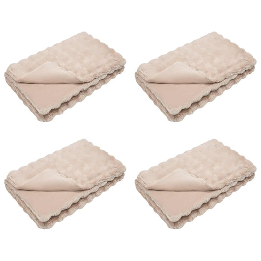 Coperta in Pelliccia di Coniglio Finta 4 pcs Beige 220 x 240 cm 42021791