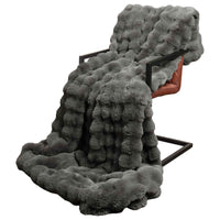 Coperta in Pelliccia di Coniglio Finta Grigio scuro 42021803