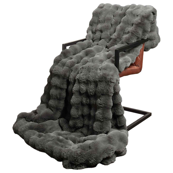 Coperta in Pelliccia di Coniglio Finta Grigio scuro 42021804