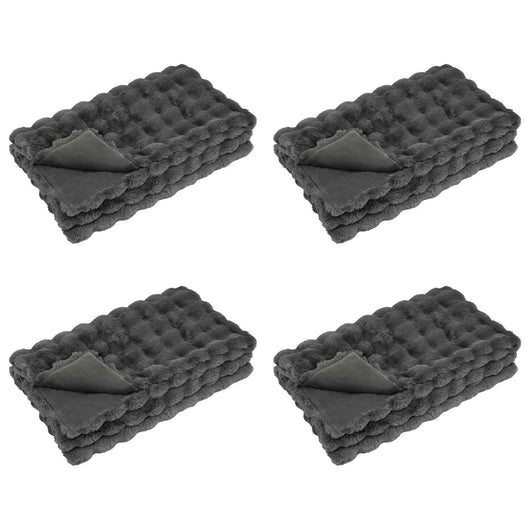 Coperta in Pelliccia di Coniglio Finta 4 pcs Grigio scuro 42021805