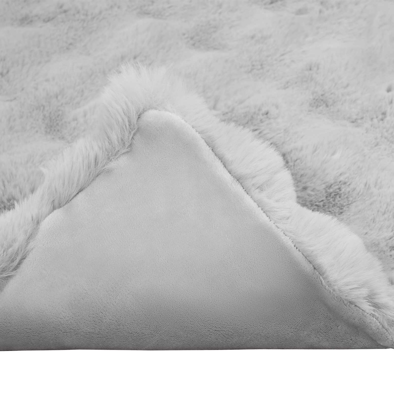 Coperta antiscivolo in finta di coniglio Olite 4 pcs Grigio