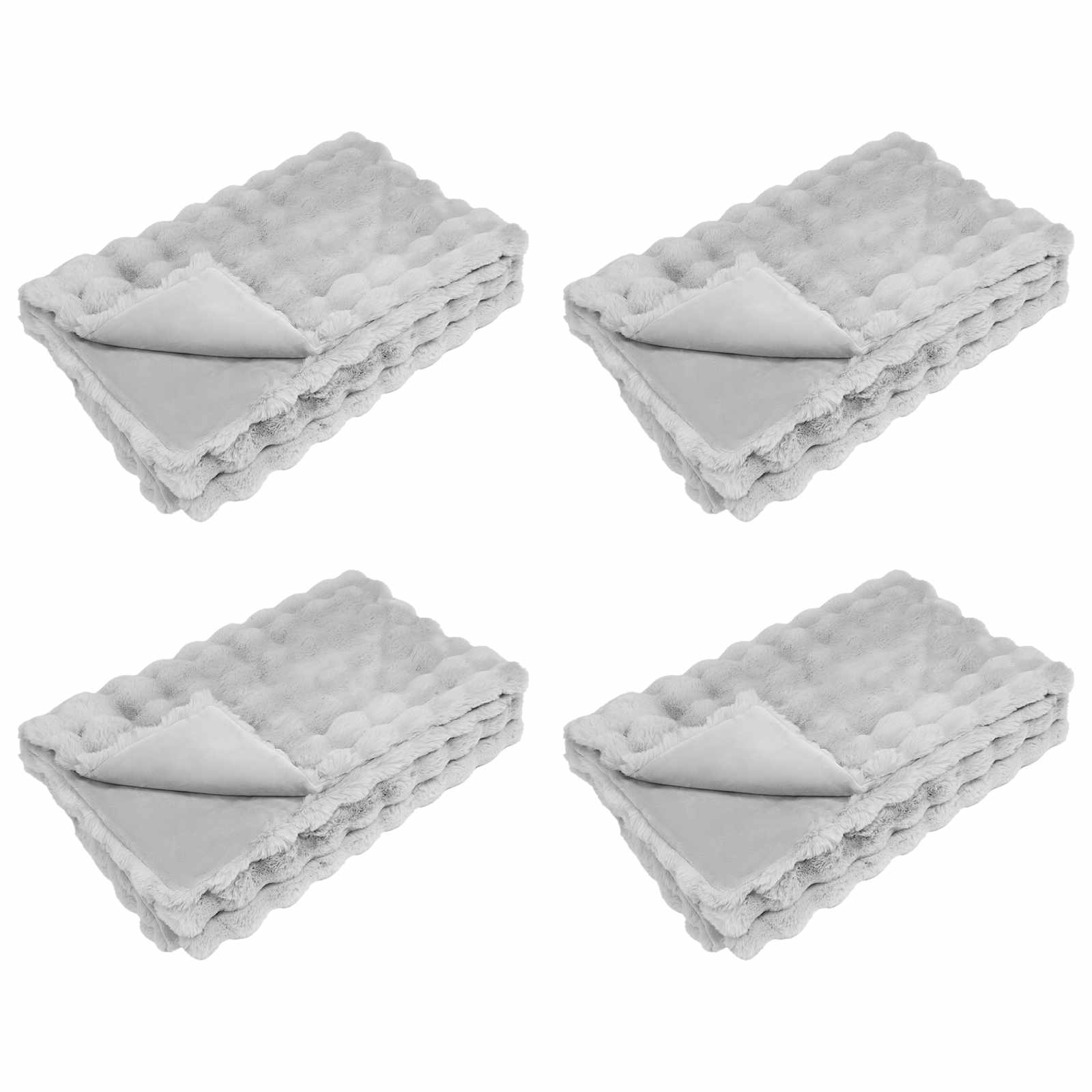 Coperta antiscivolo in finta di coniglio Olite 4 pcs Grigio