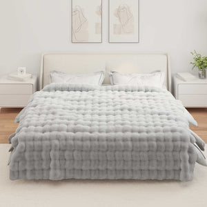Coperta antiscivolo in finta di coniglio Olite 4 pcs Grigio