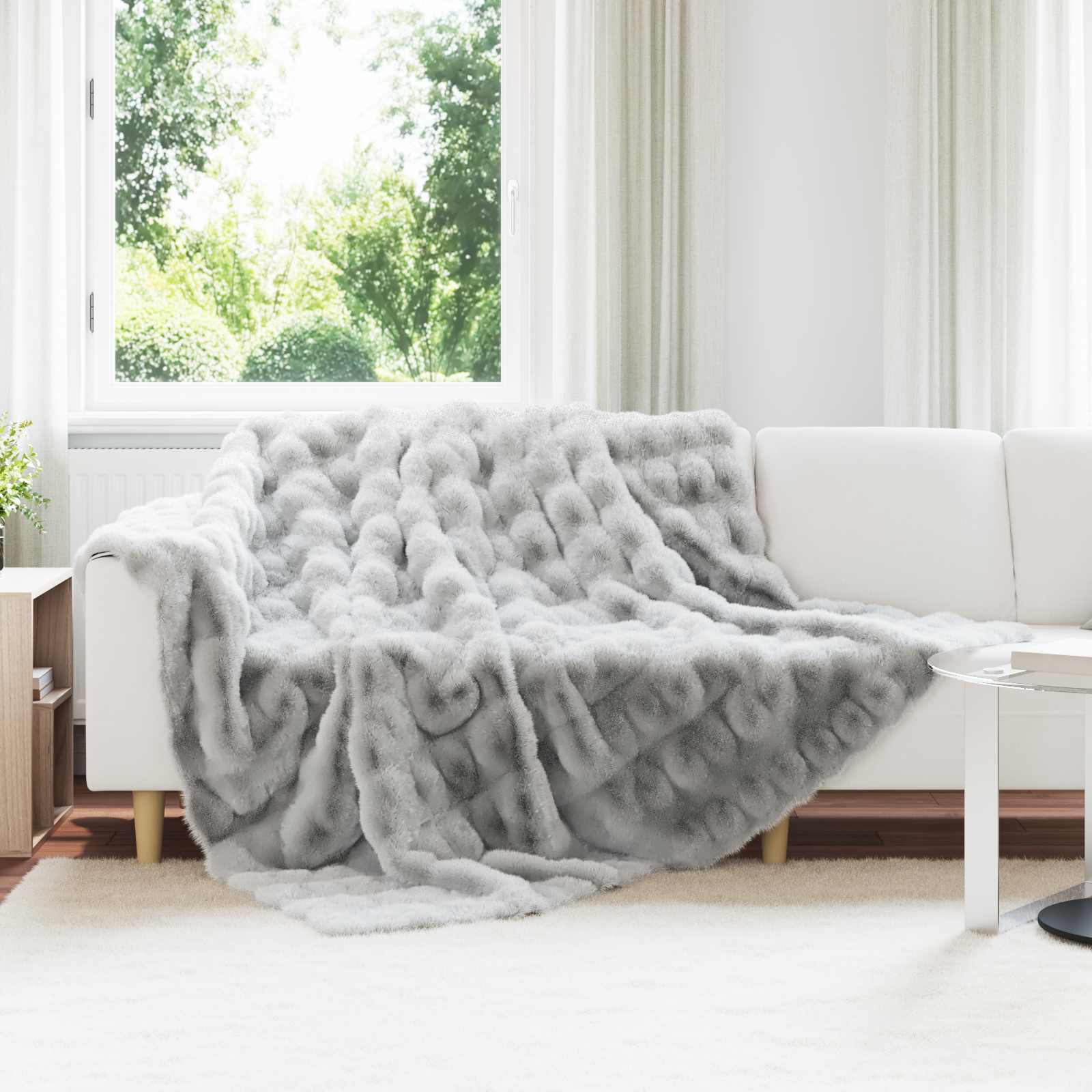 Coperta in Pelliccia di Coniglio Finta 4 pcs Grigio 42021816