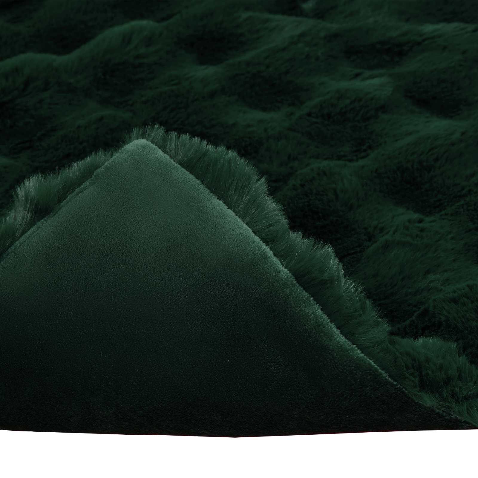 Coperta in Pelliccia di Coniglio Finta Verde Scuro 130 x 150 cm 42021817