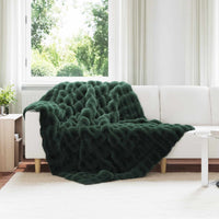 Coperta in Pelliccia di Coniglio Finta Verde Scuro 150 x 220 cm 42021818
