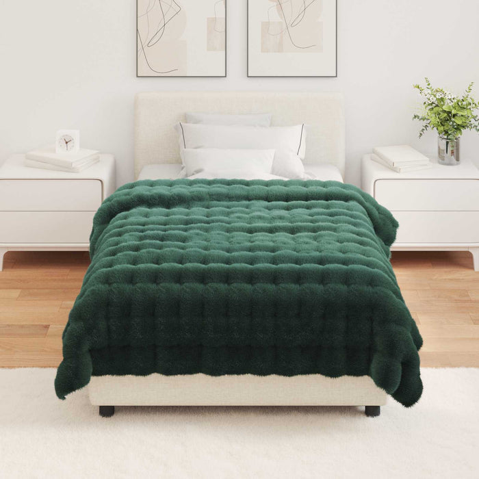 Coperta in Pelliccia di Coniglio Finta 4 pcs Verde Scuro 42021821