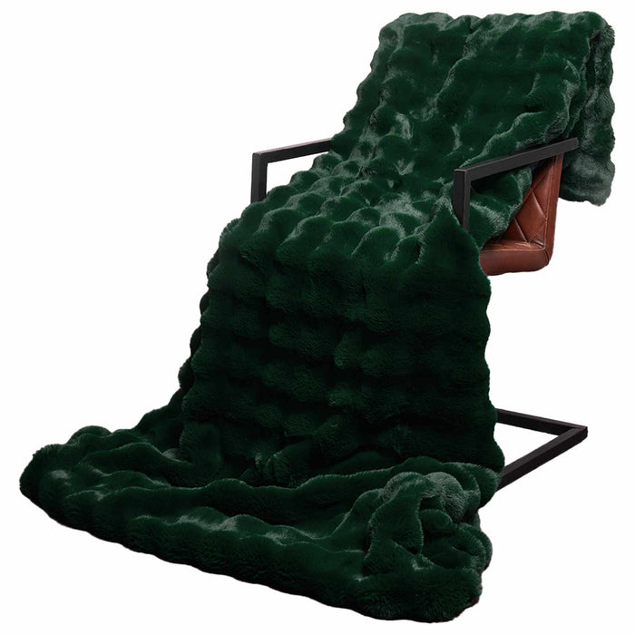 Coperta in Pelliccia di Coniglio Finta 4 pcs Verde Scuro 42021823