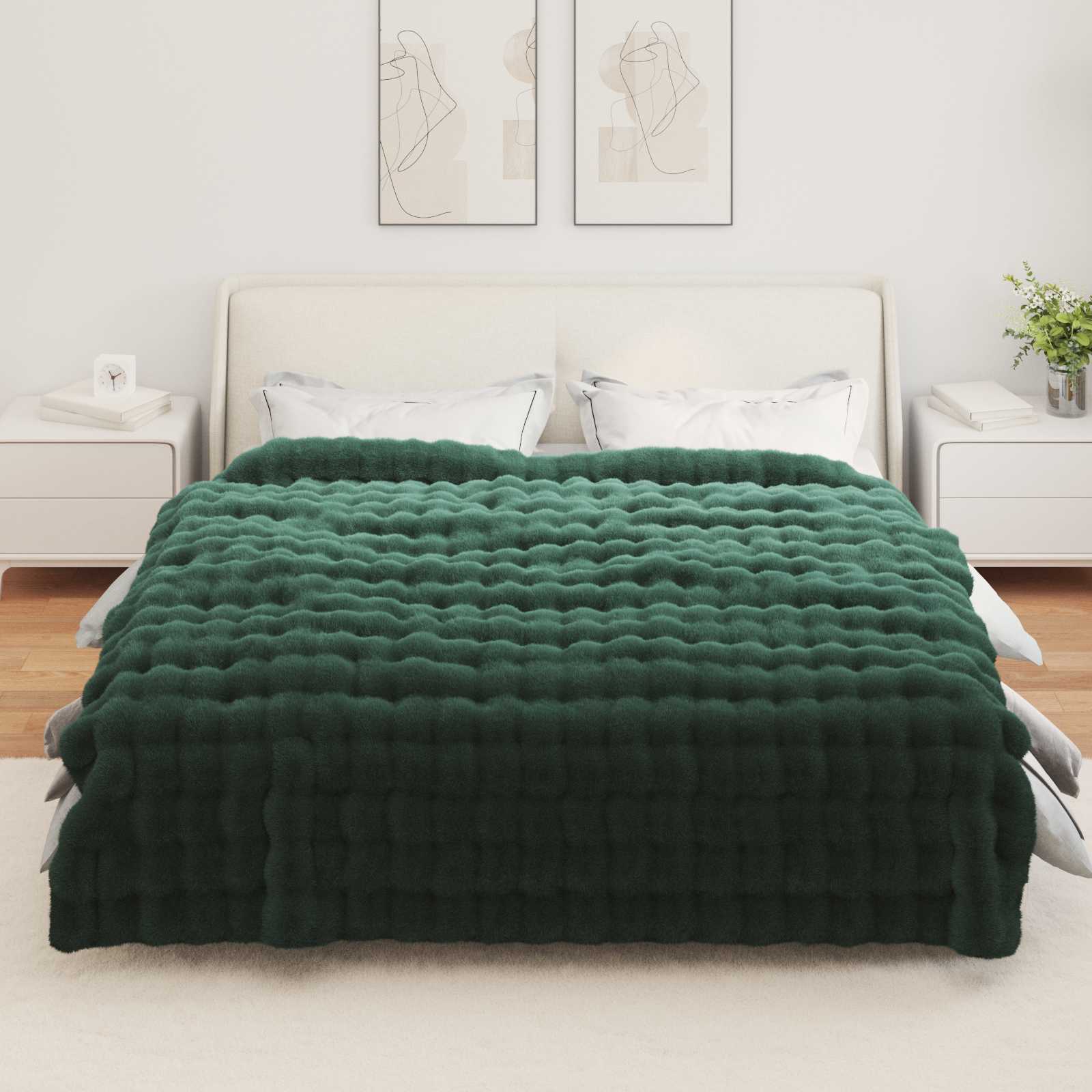 Coperta in Pelliccia di Coniglio Finta 4 pcs Verde Scuro 42021824