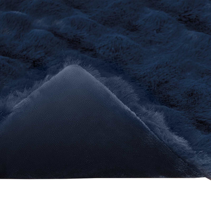 Coperta in Pelliccia di Coniglio Finta 4 pcs Blu Marino 42021832