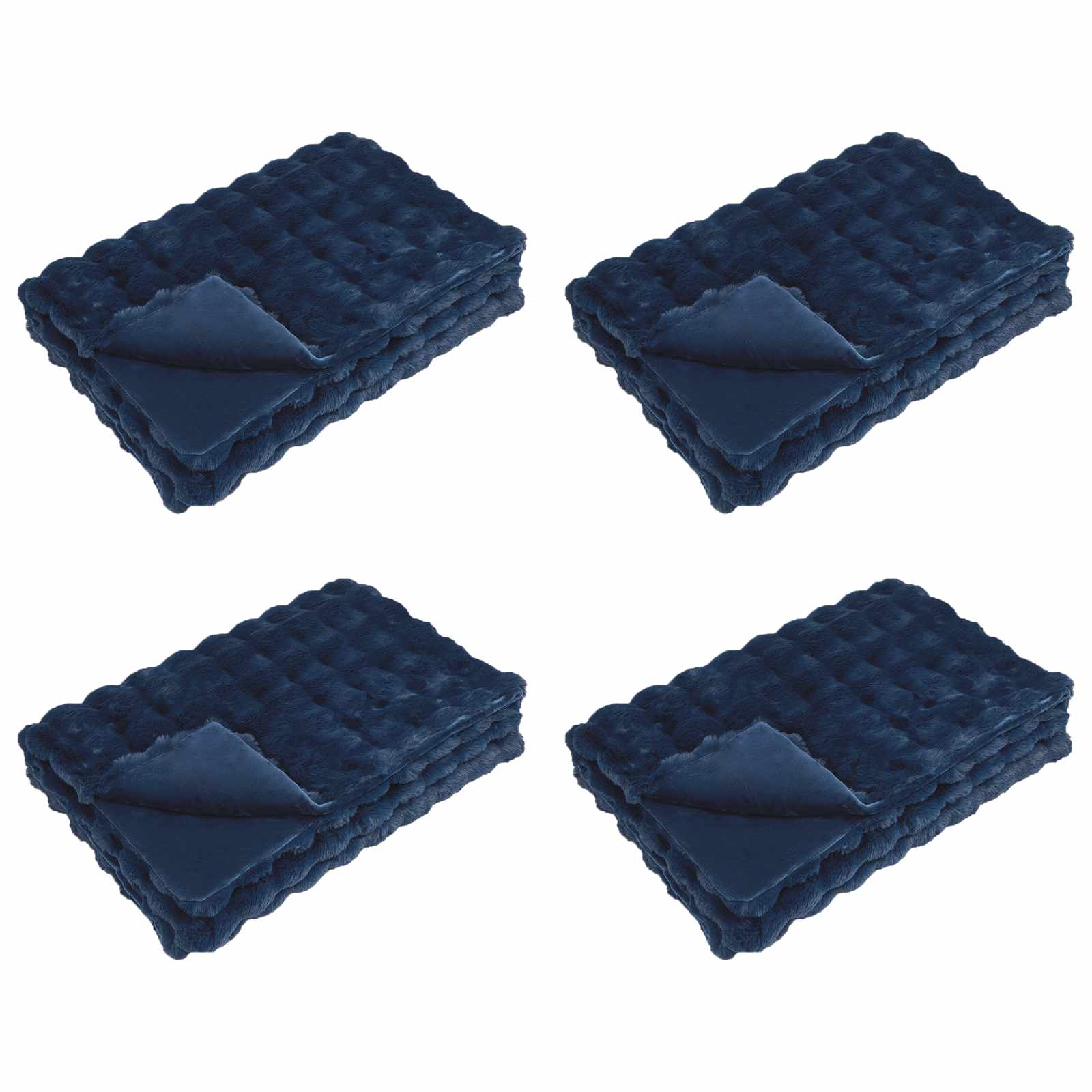 Coperta in Pelliccia di Coniglio Finta 4 pcs Blu Marino 42021832
