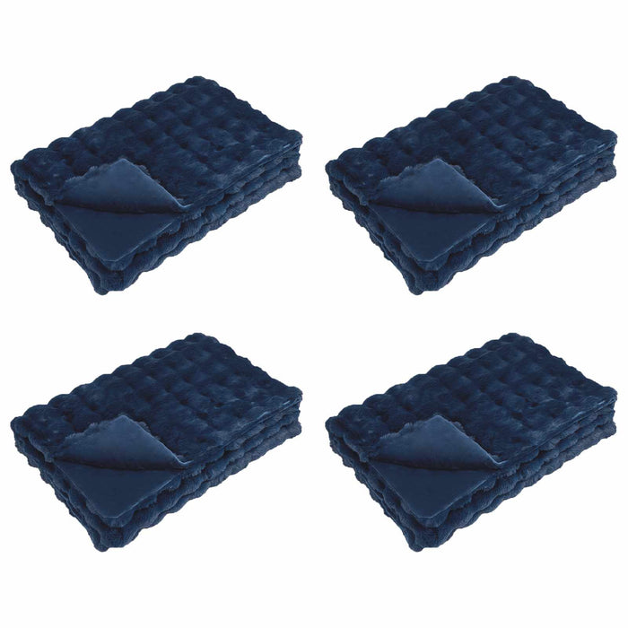 Coperta in Pelliccia di Coniglio Finta 4 pcs Blu Marino 42021832