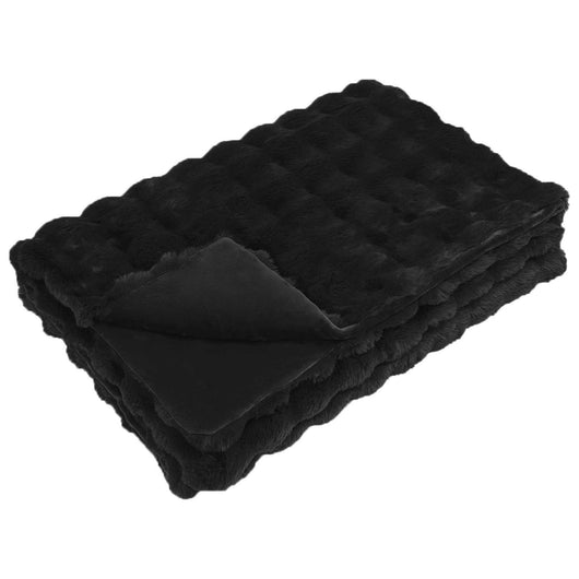 Coperta in Pelliccia di Coniglio Finta Nero 150 x 220 cm 42021834