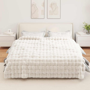 Coperta antiscivolo in finta di coniglio Olite 4 pcs Bianco