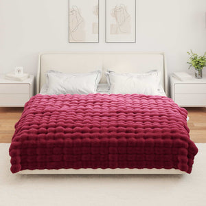 Coperta in Pelliccia di Coniglio Finta Rosso Bordeaux 42021850