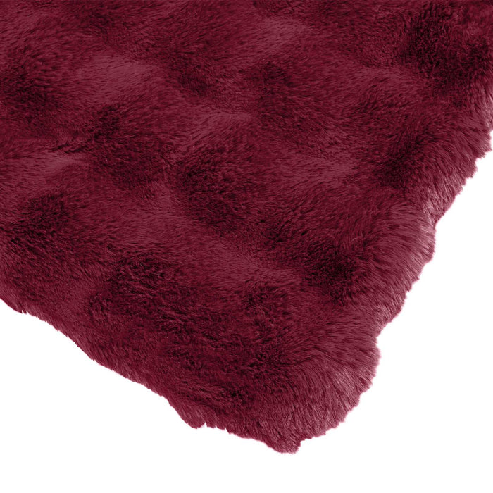 Coperta in Pelliccia di Coniglio Finta Rosso Bordeaux 42021851