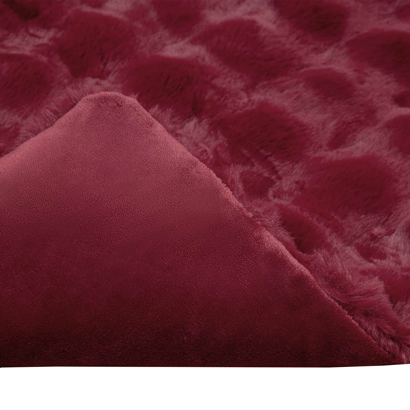 Coperta in Pelliccia di Coniglio Finta Rosso Bordeaux 42021851