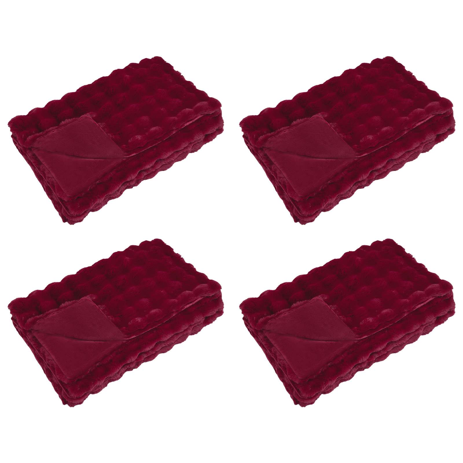 Coperta in Pelliccia di Coniglio Finta 4 pcs Rosso Bordeaux 42021855