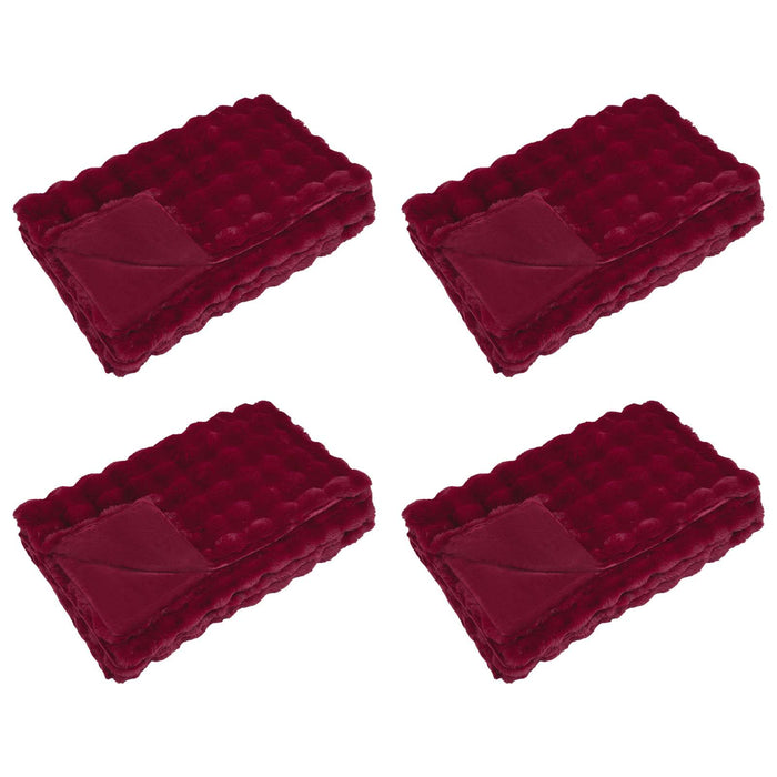 Coperta in Pelliccia di Coniglio Finta 4 pcs Rosso Bordeaux 42021856