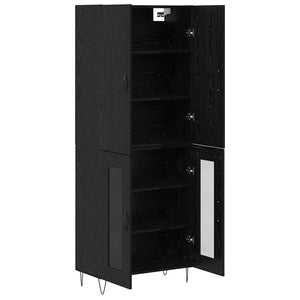 Credenza 2 pz-Set di 2 Buffet-Armadio da cucina Rovere Nero Legno ingegnerizzato e vetro 804758