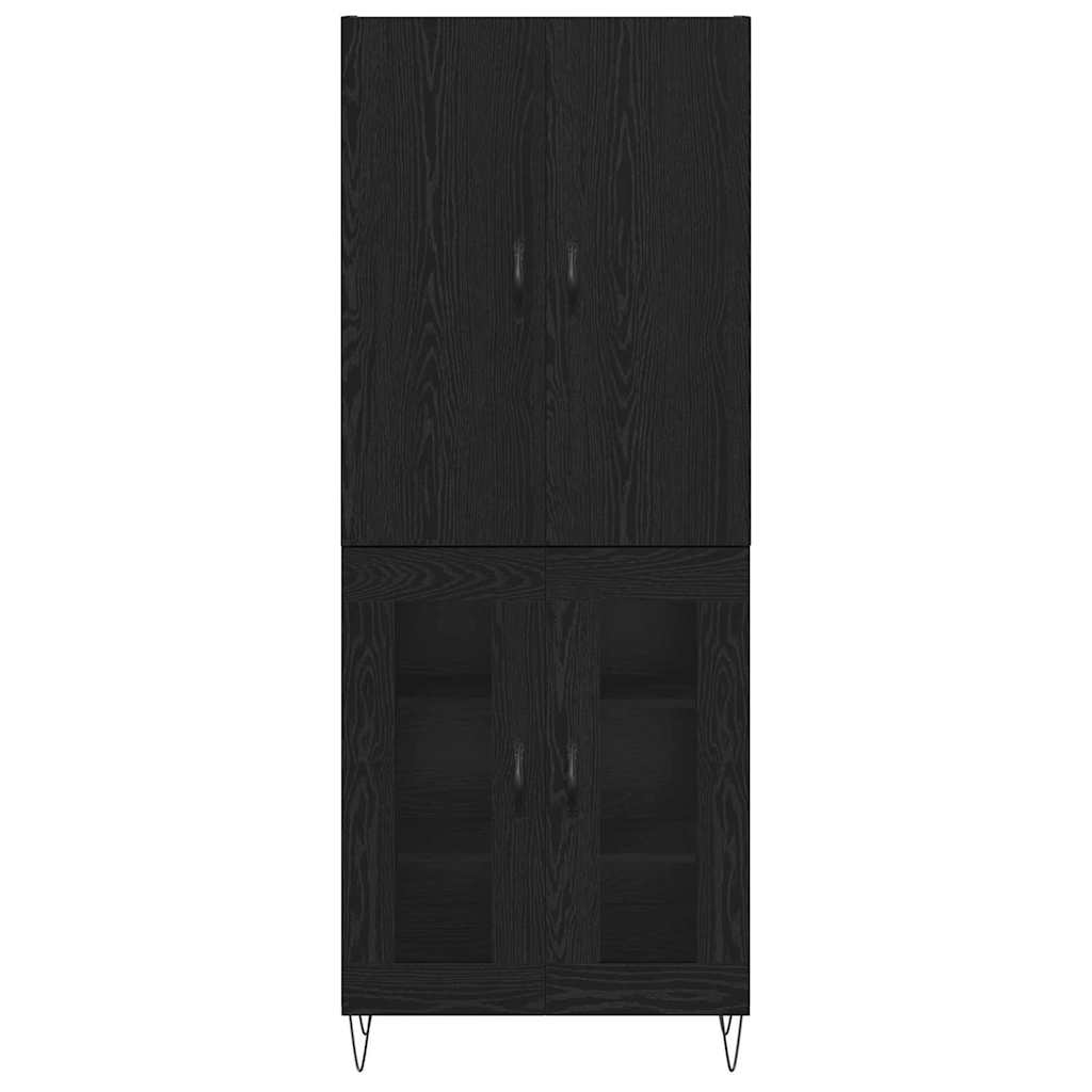 Credenza 2 pcs Rovere Nero Legno ingegnerizzato e vetro 3403167