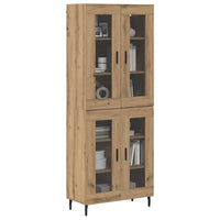 Credenza 2 pz-Set di 2 Buffet-Armadio da cucina Rovere artigianale Legno Stratificato e Vetro 603587