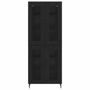 Credenza 2 pcs Rovere Nero Legno Stratificato e Vetro 3403182